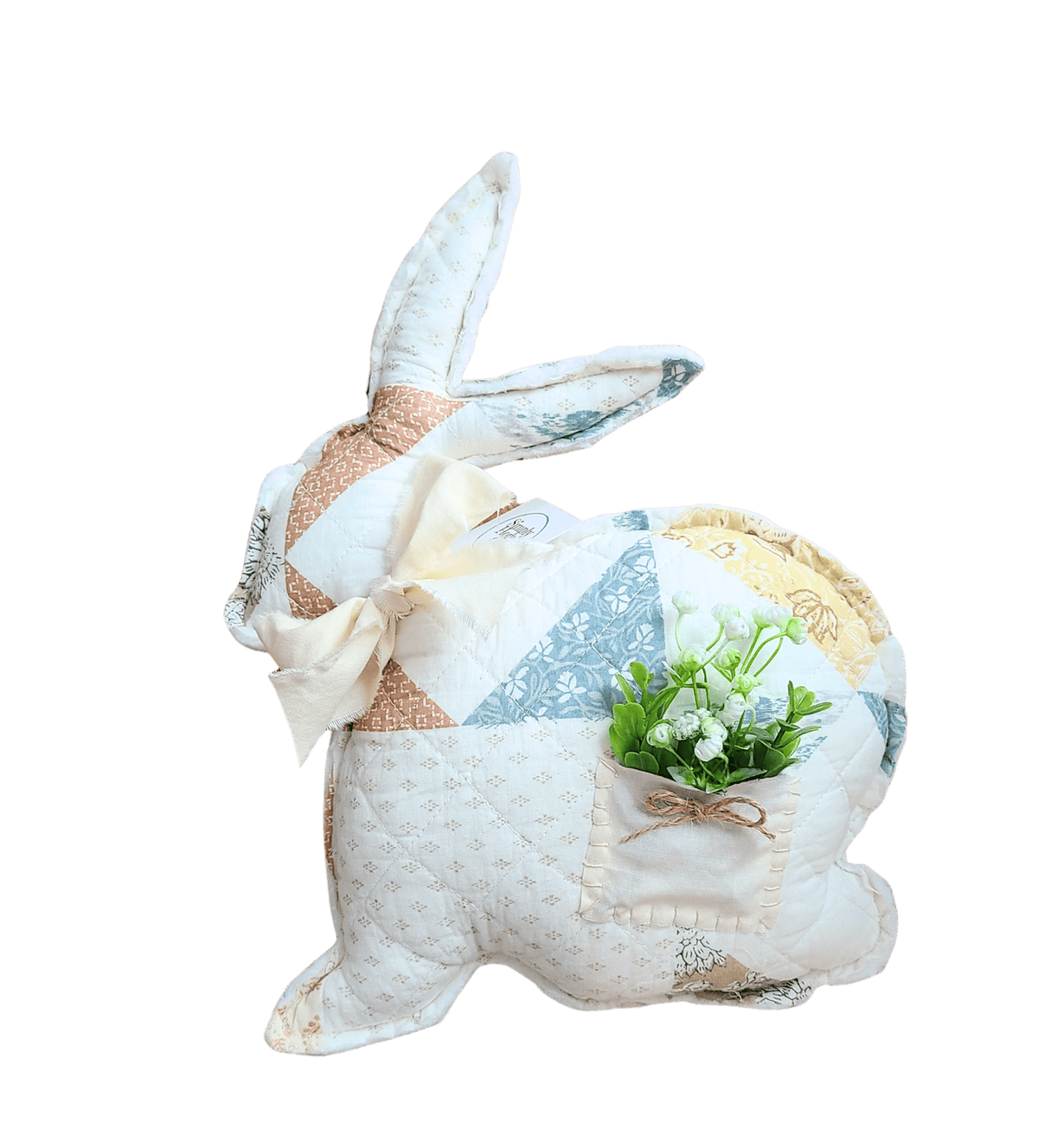 Seamed Floral Bunny Rabbit w/Pocket Flowers Decor