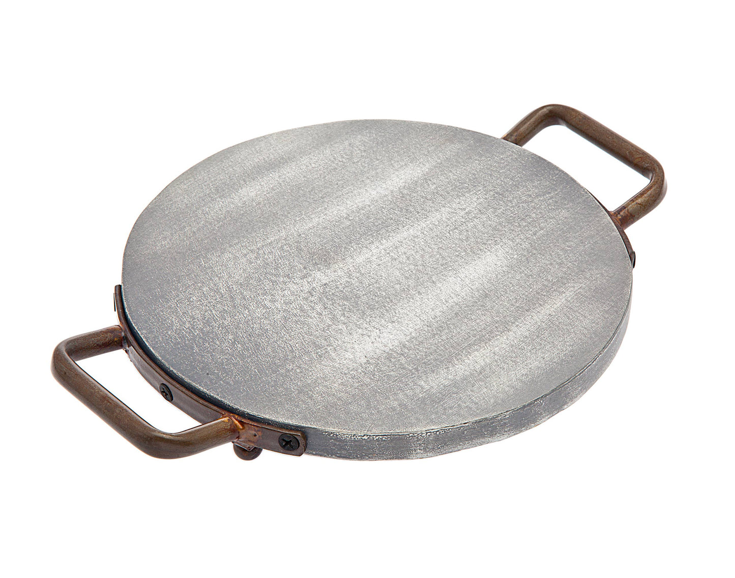 Grey Wash Wood/Metal 10" Round Tray
