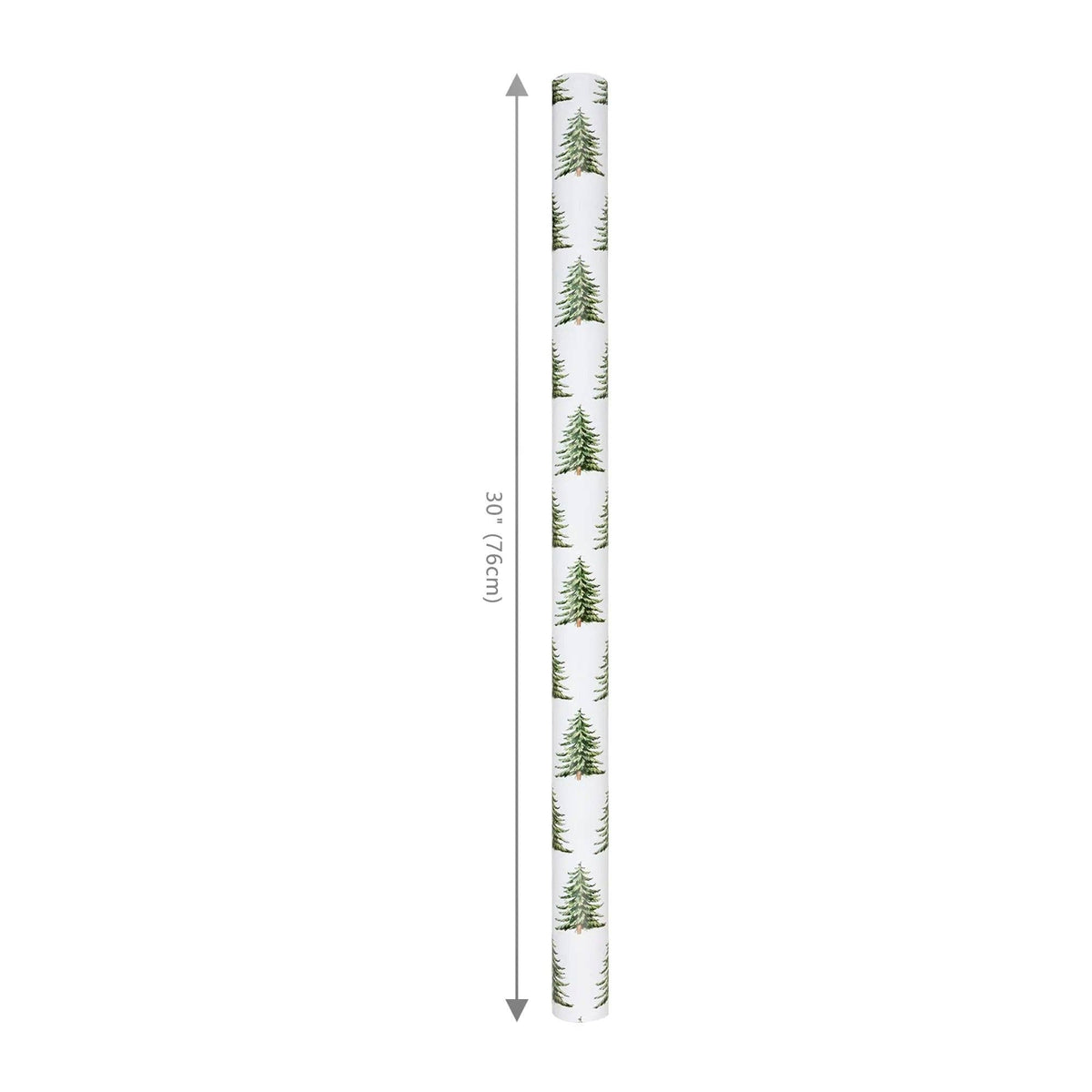 30" x 10' Holiday Reversible Wrapping Paper | All-over Trees and Green/White Plaid