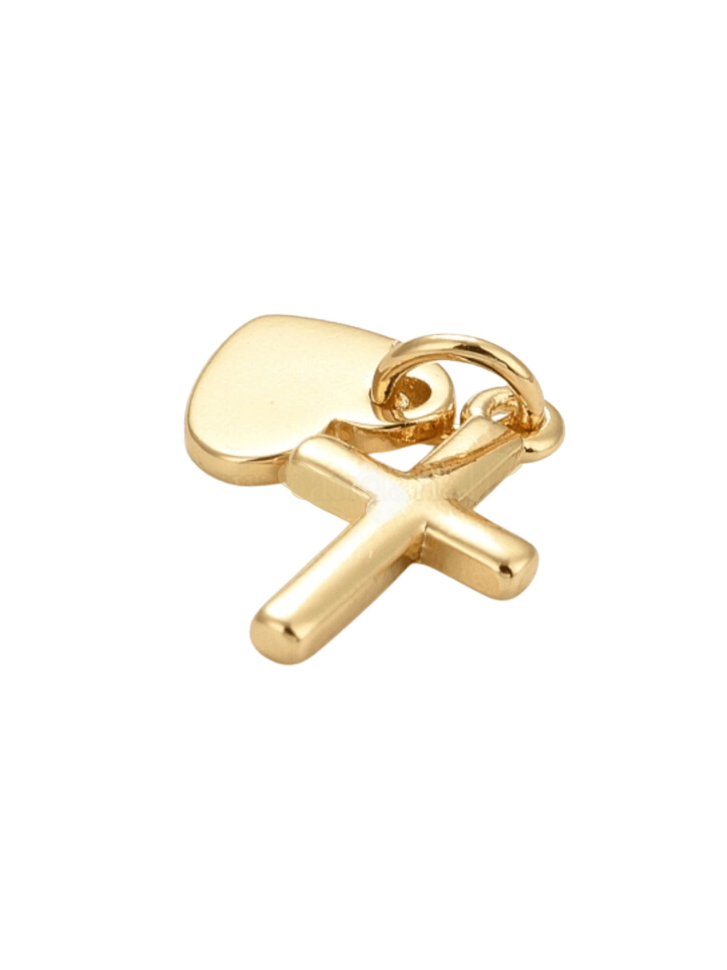 * Gold Heart and Cross Charm