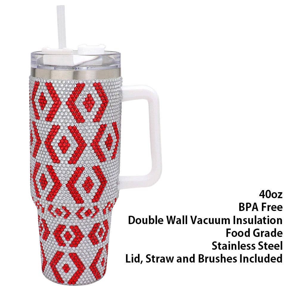 Bling Studded Abstract 40oz Stainless Steel Tumbler