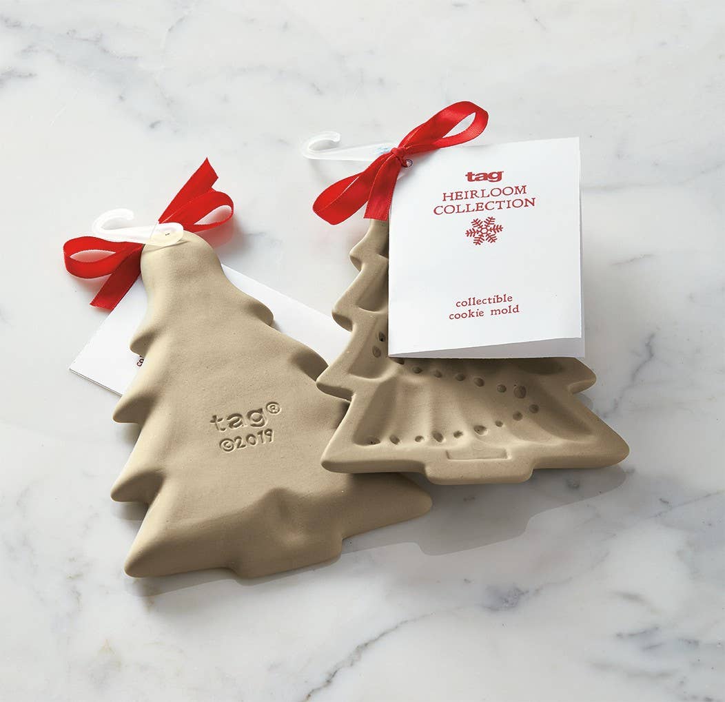Fir Tree Cookie Mold White Porcelain Christmas