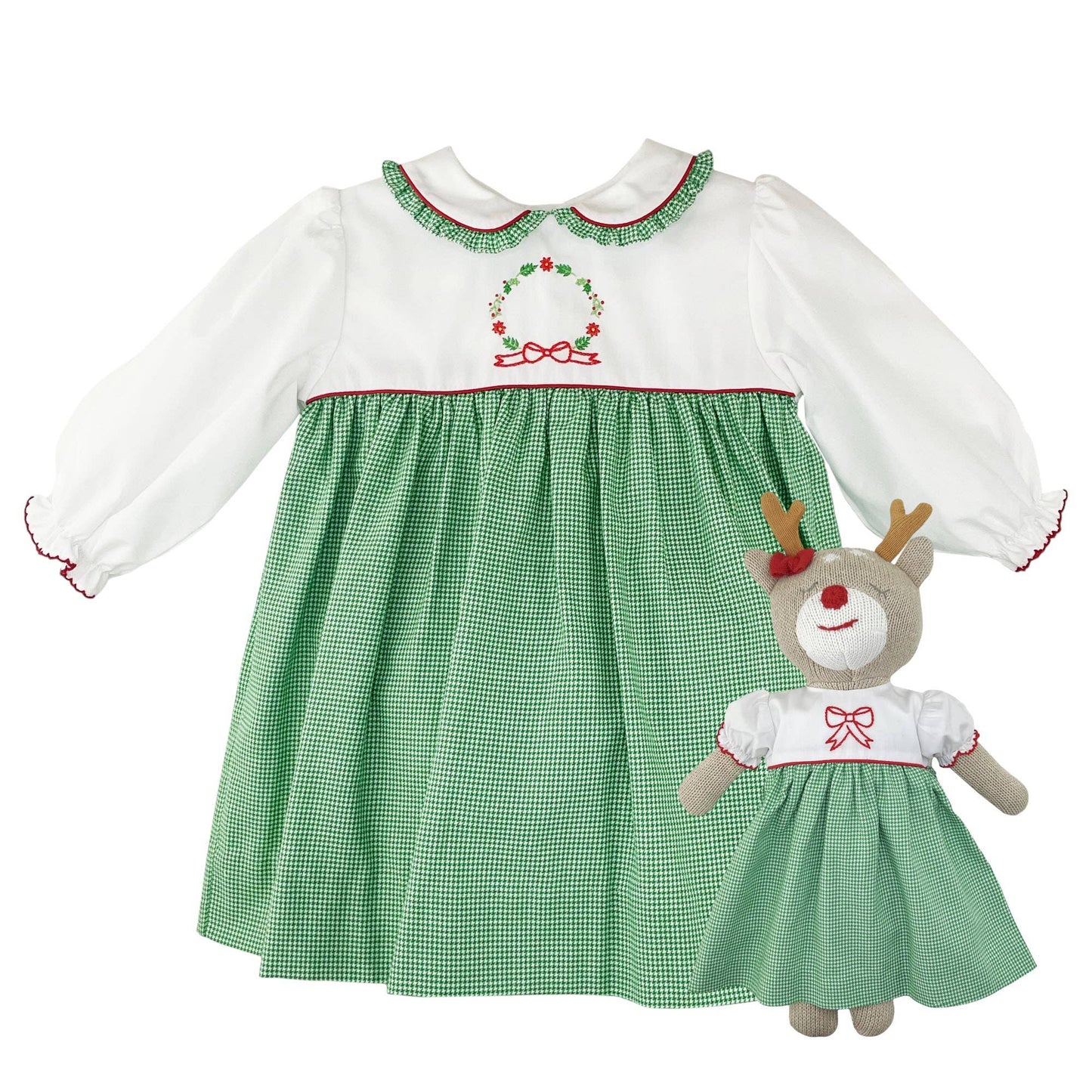 Holiday Wreath Hand Embroidered Dress