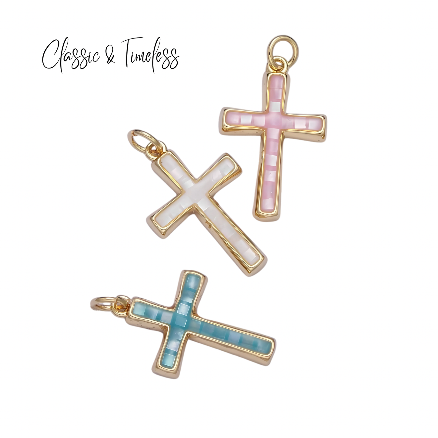Mother of Pearl Cross Charm ~ Deep South Originals