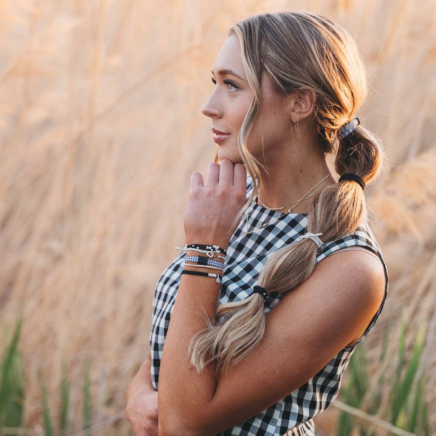 "Unity" Black with Silver Hair Tie Bracelets