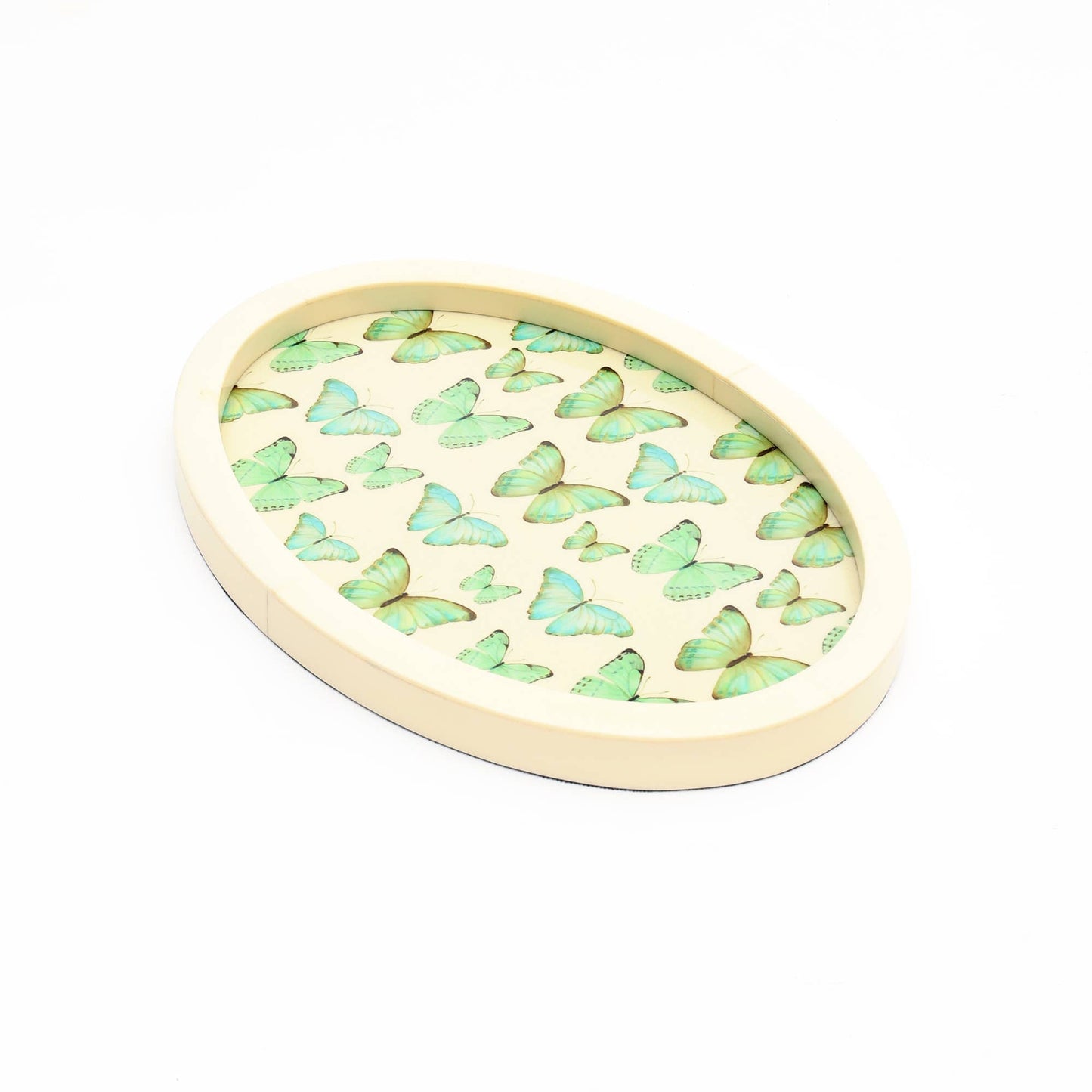 Decorative Oval Shape Ivory Resin Tray - 11.5x8.25x1"