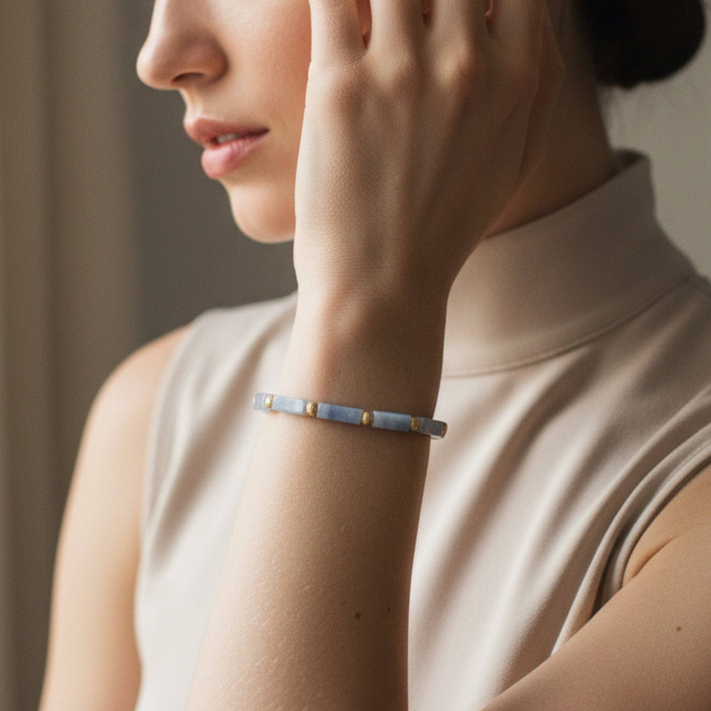 Gemstone Bracelet-Cube-Blue Aventurine
