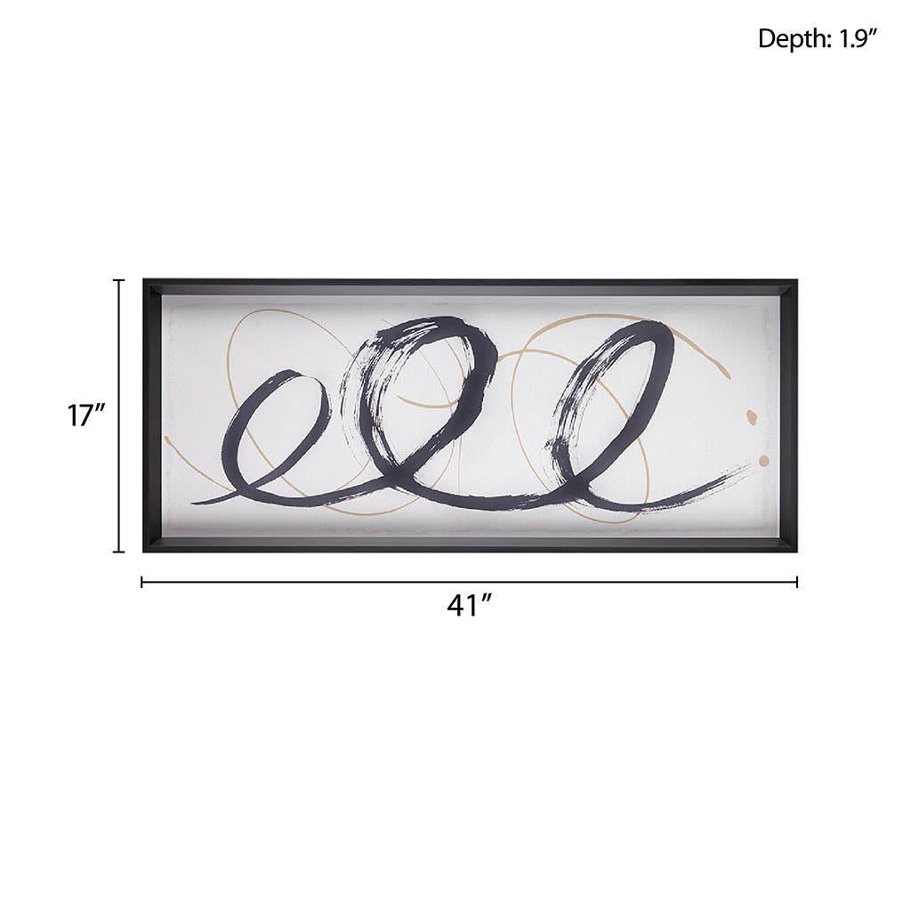 Black Modern Abstract Stroke Framed Wall Decor