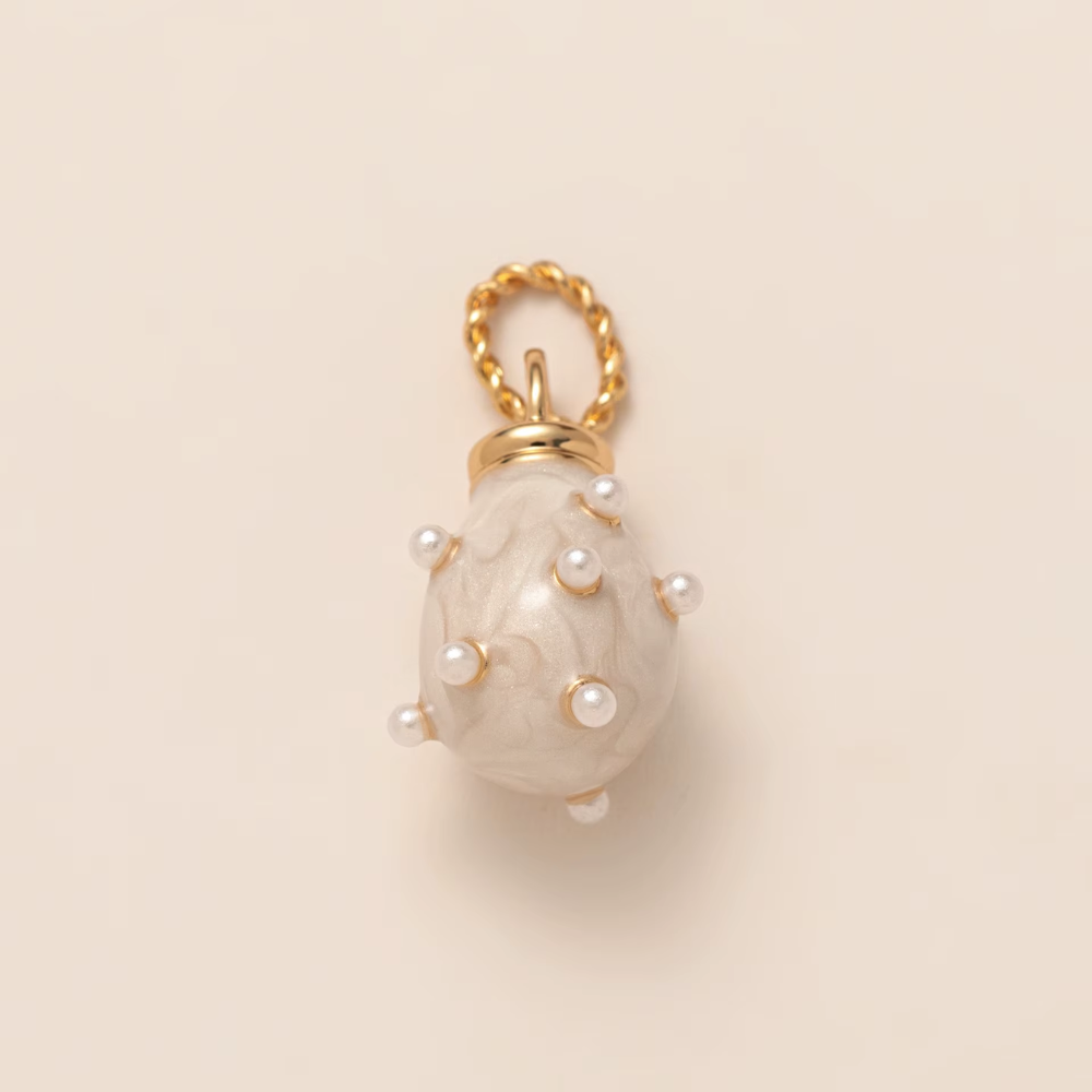 Halo Pearl Charm - Stainless Steel