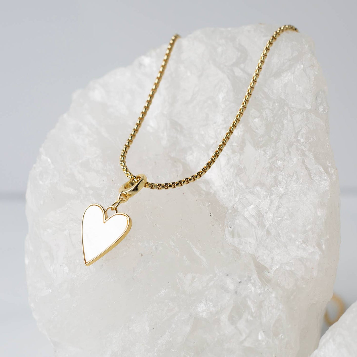 Mother of Pearl Heart Charm w/ Hinged Clip
