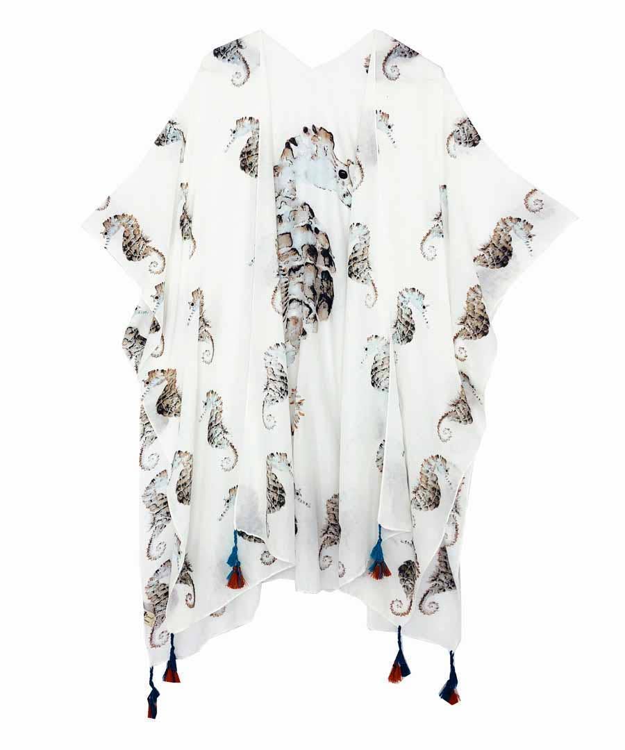 JC06260503 Handcrafted Tassel-Detailed Seahorse Kimono