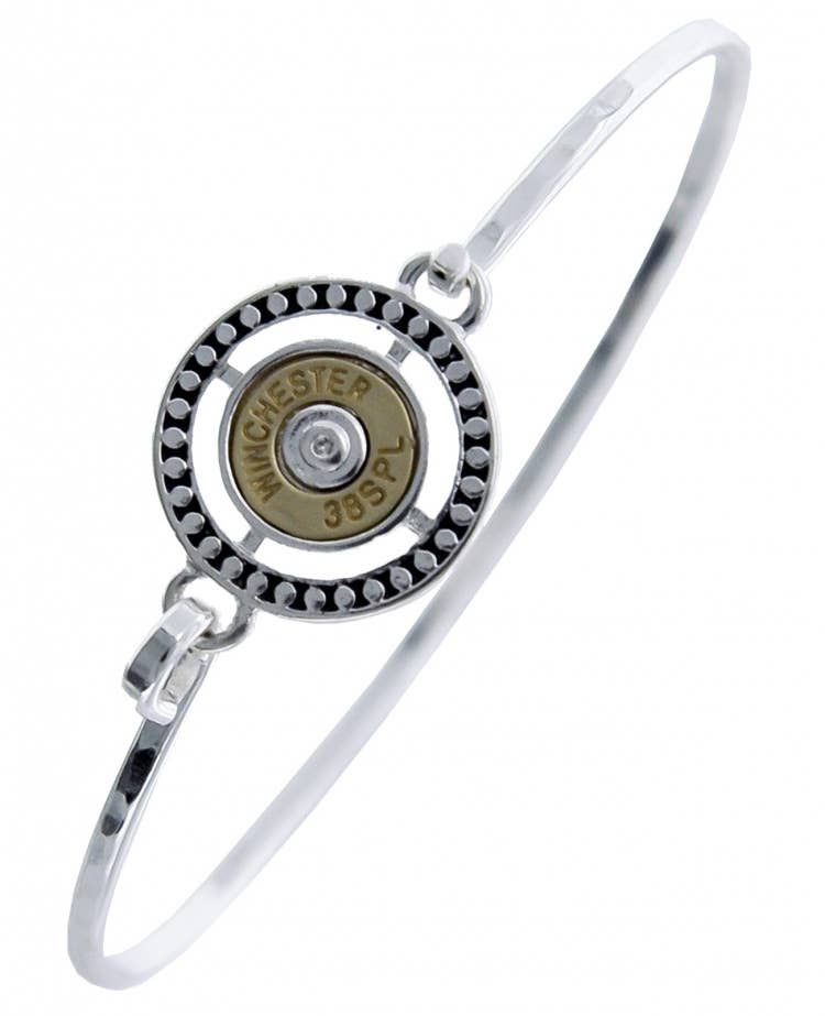 FR4263 2 Tone Winchester Bullet In Target Casting Bangle