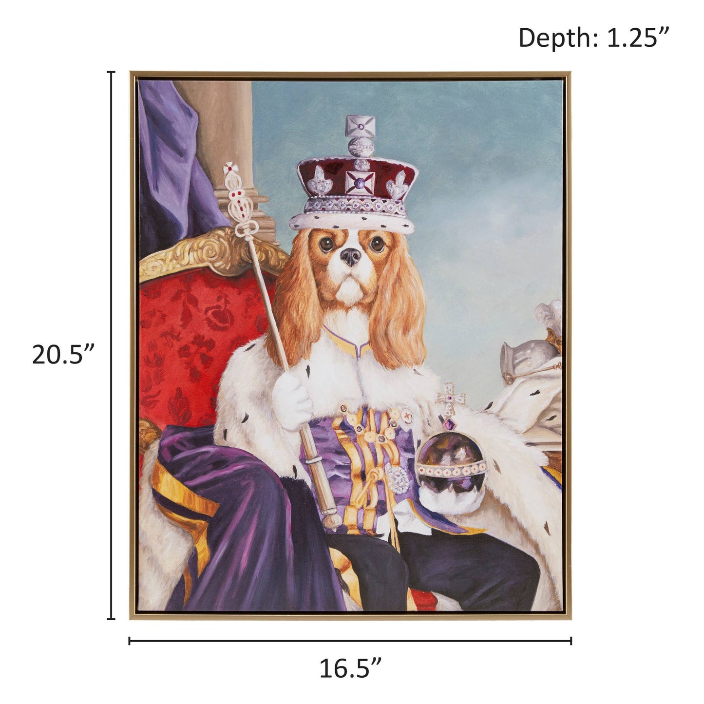 Royal Pet Portrait Framed Canvas Wall Art, King Spaniel Dog