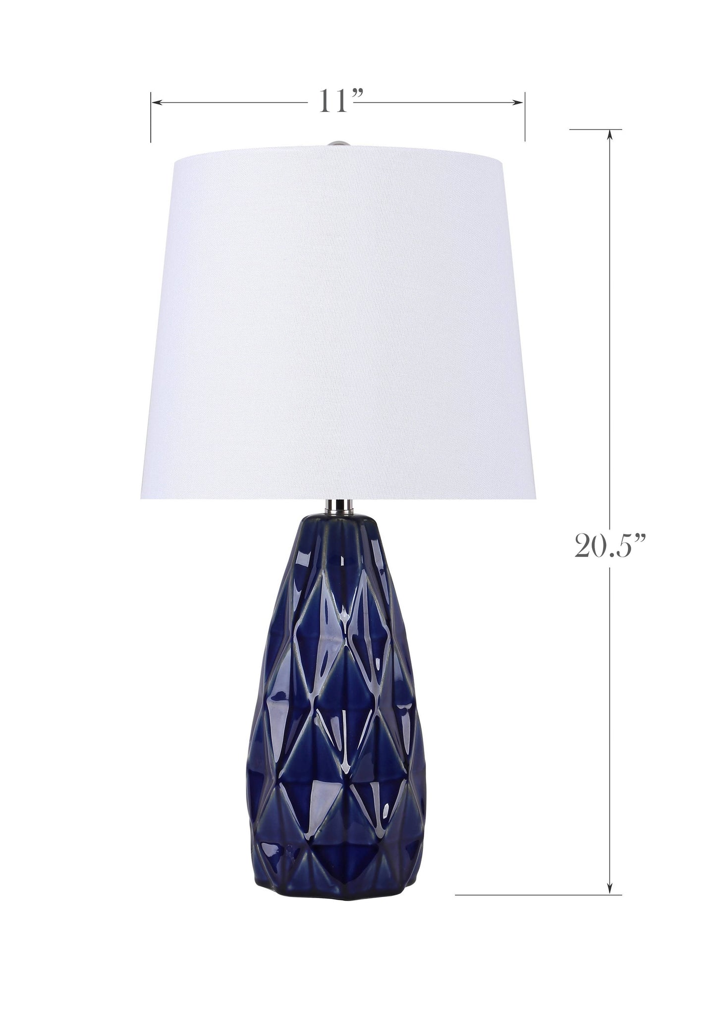 Ceramic Table Lamp w/ Faceted Base & Linen Shade 20.5”