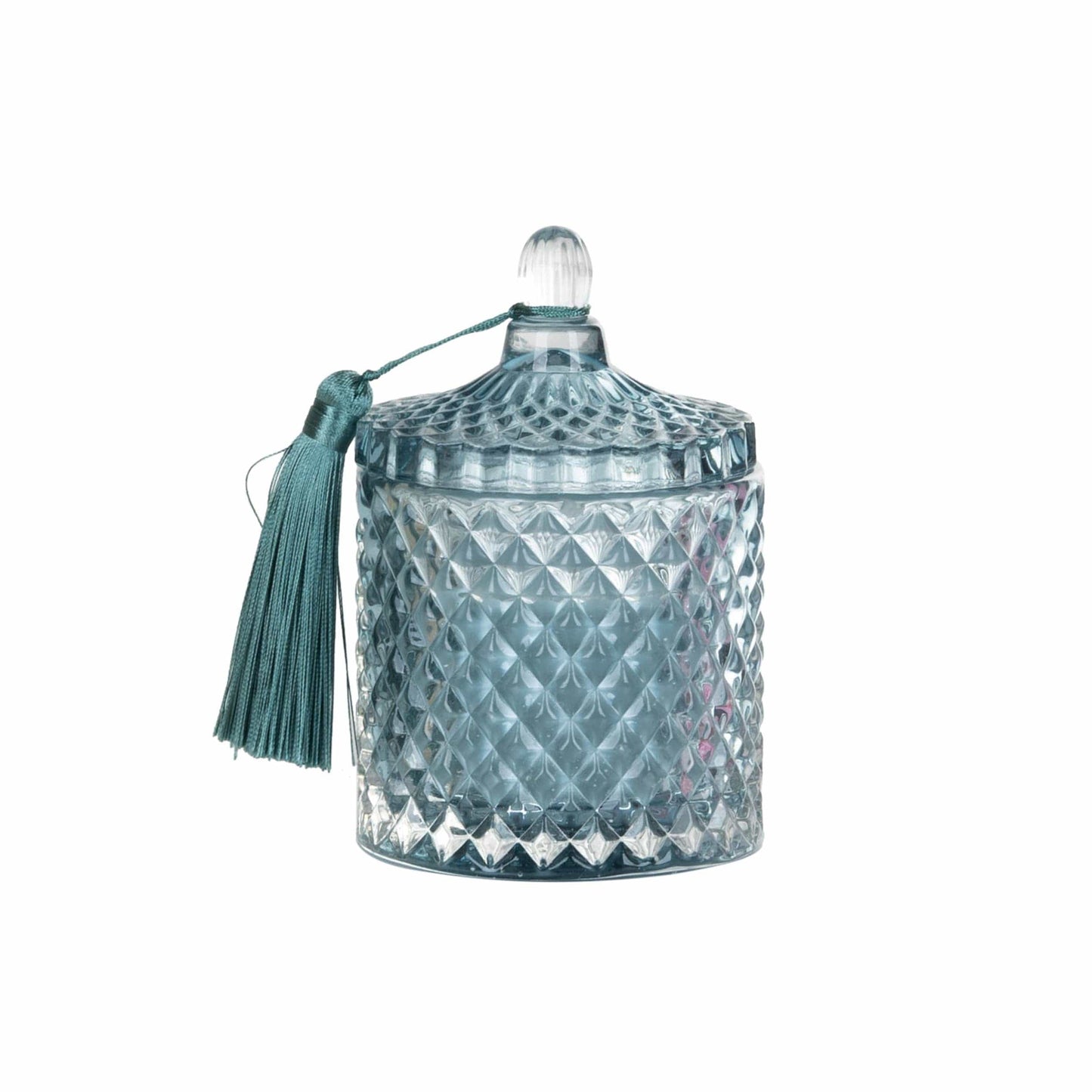 VIP Glass 5.11 in. Candle Jar Candle, Blue Tassel