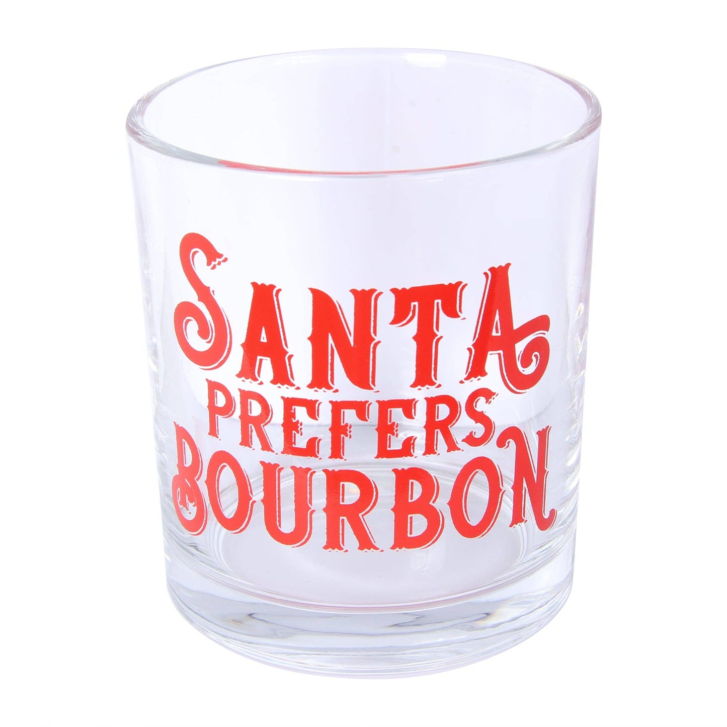 Santa Prefers Bourbon Christmas Rocks Glass