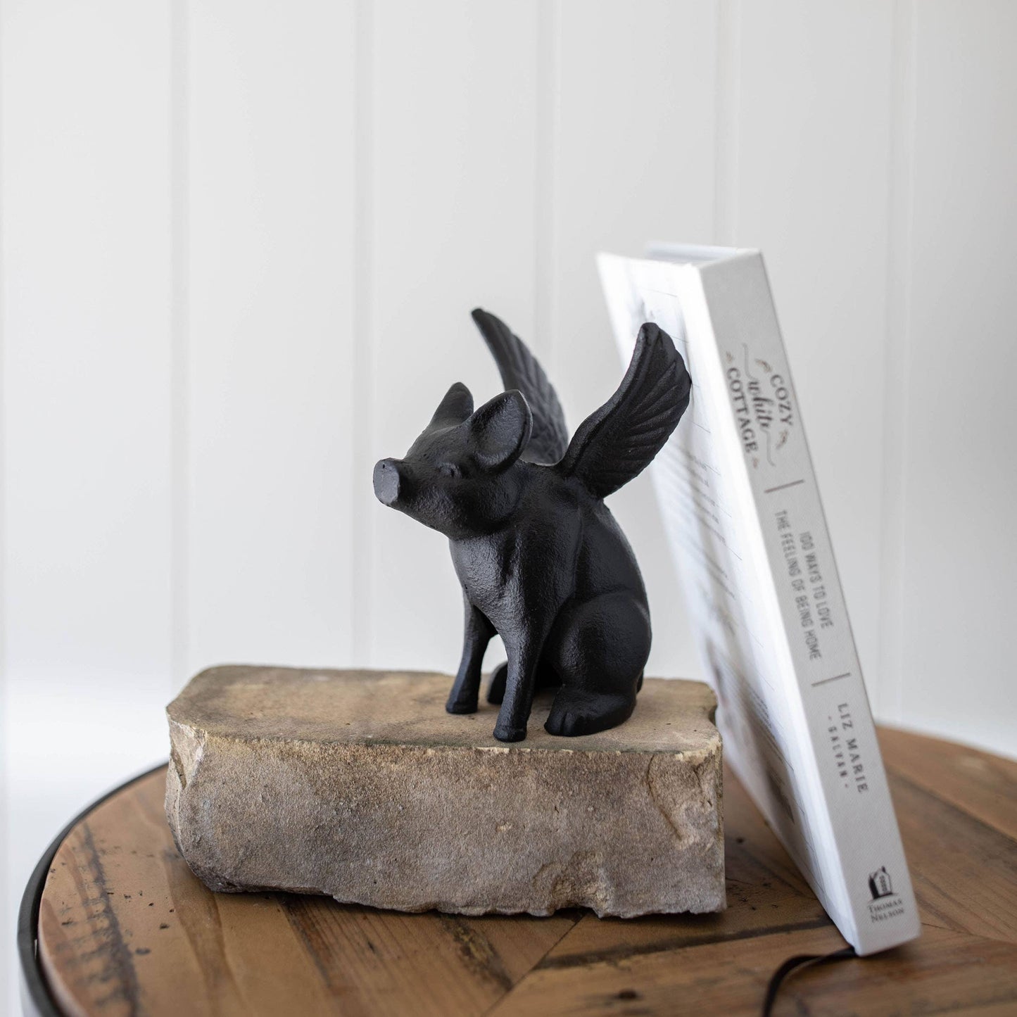 Flying Pig Farmhouse Black Cast Iron Decorative Figure