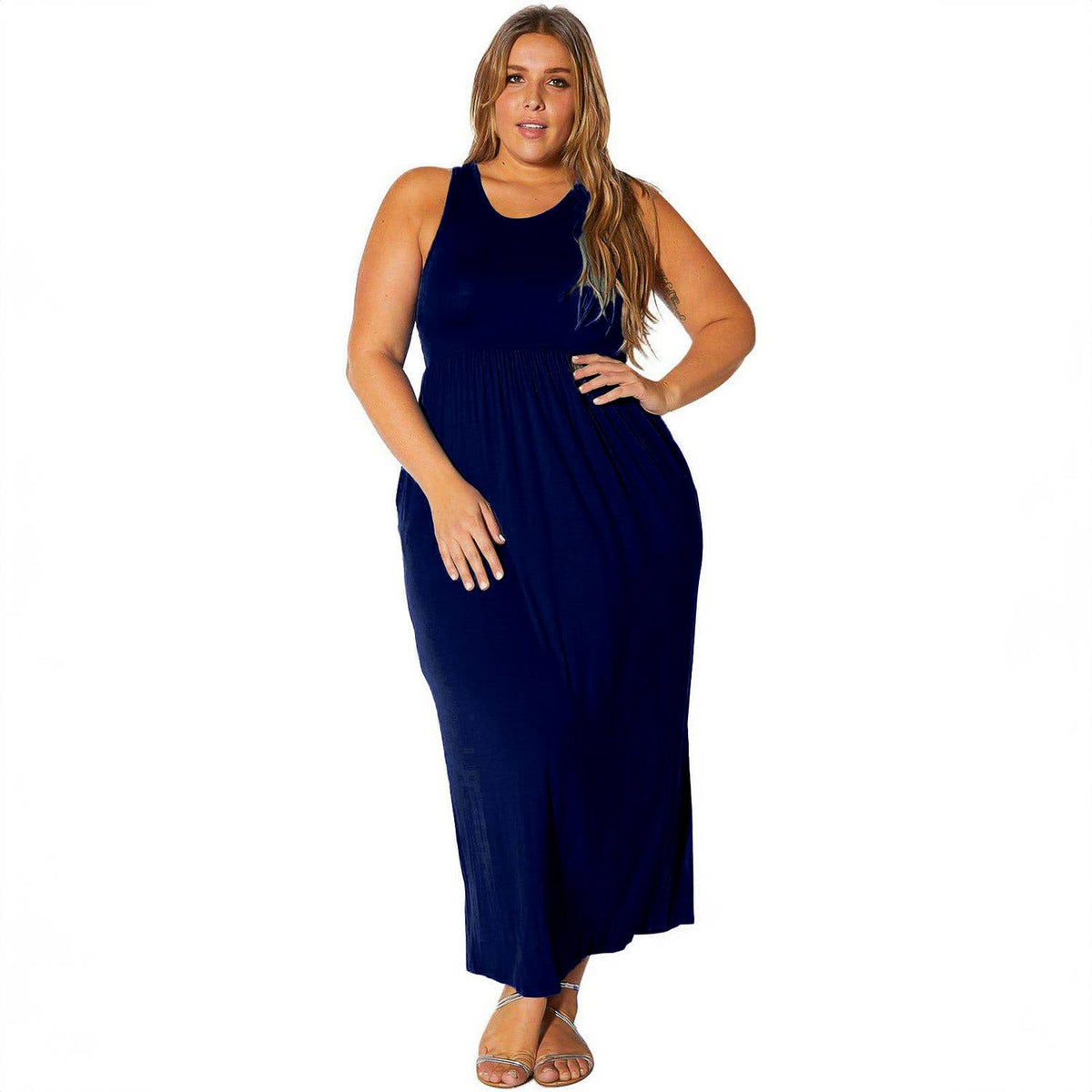 Bellatrix Plus Size Women's Sleeveless Pleated Maxi Dress
