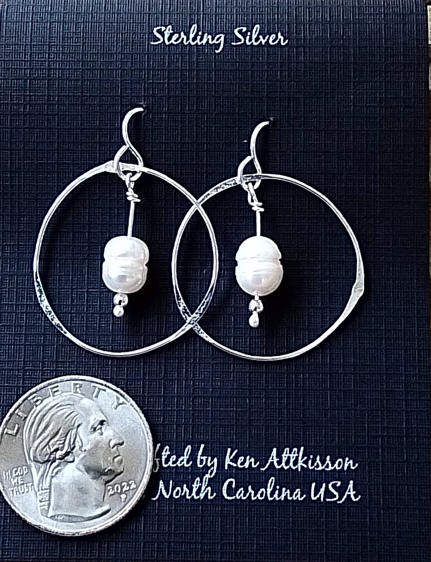 Sterling Silver Circle With Small White Pearls
