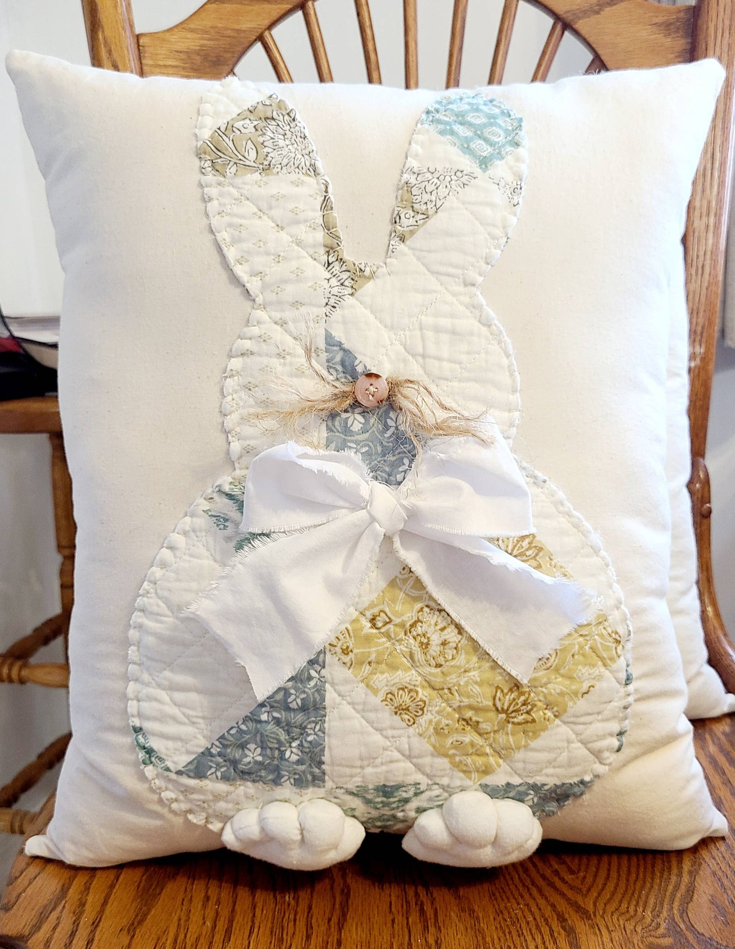 Puff Paw Quilt Rabbit Pillow Handmade Decor
