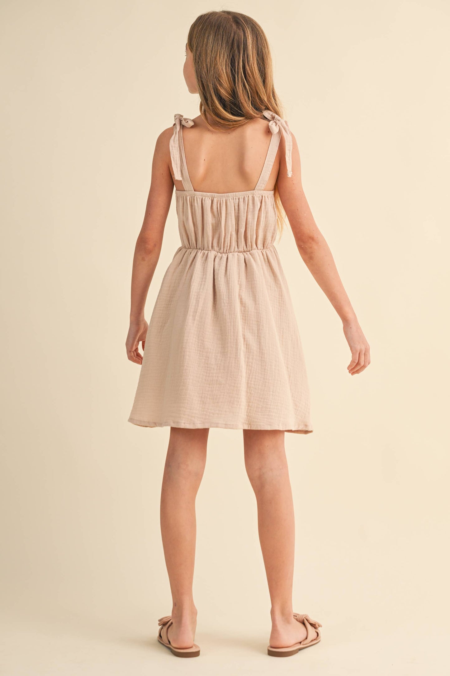 TWEEN KIDS GIRLS CROCHET TIE SHOULDER MINI DRESS (7-12)