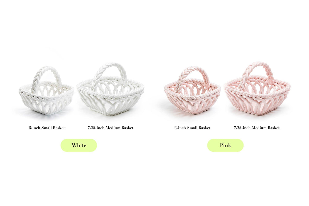 Hand Woven Easter Medium Basket - Pink