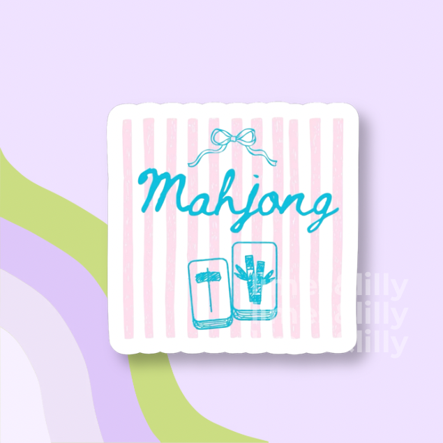 Mahjong Script Sticker | Preppy Mahjong Vinyl Sticker
