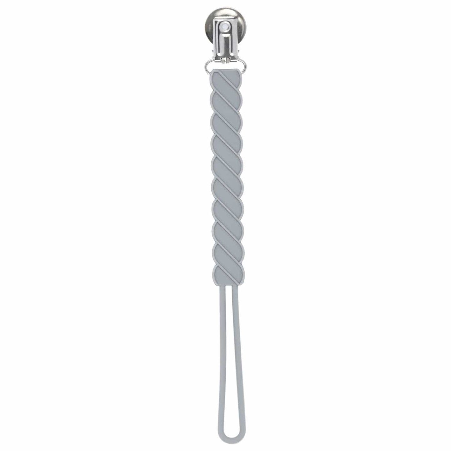Twist Gray All Silicone Modern Pacifier Clip