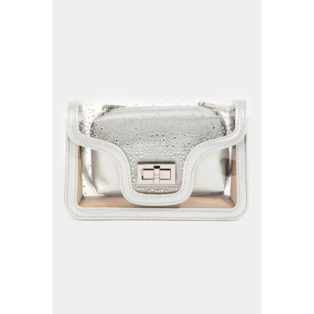 Transparent Rectangle Studded Crossbody Bag
