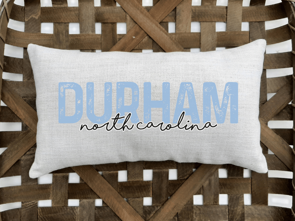 Custom Distressed Font City and State Lumbar Pillow