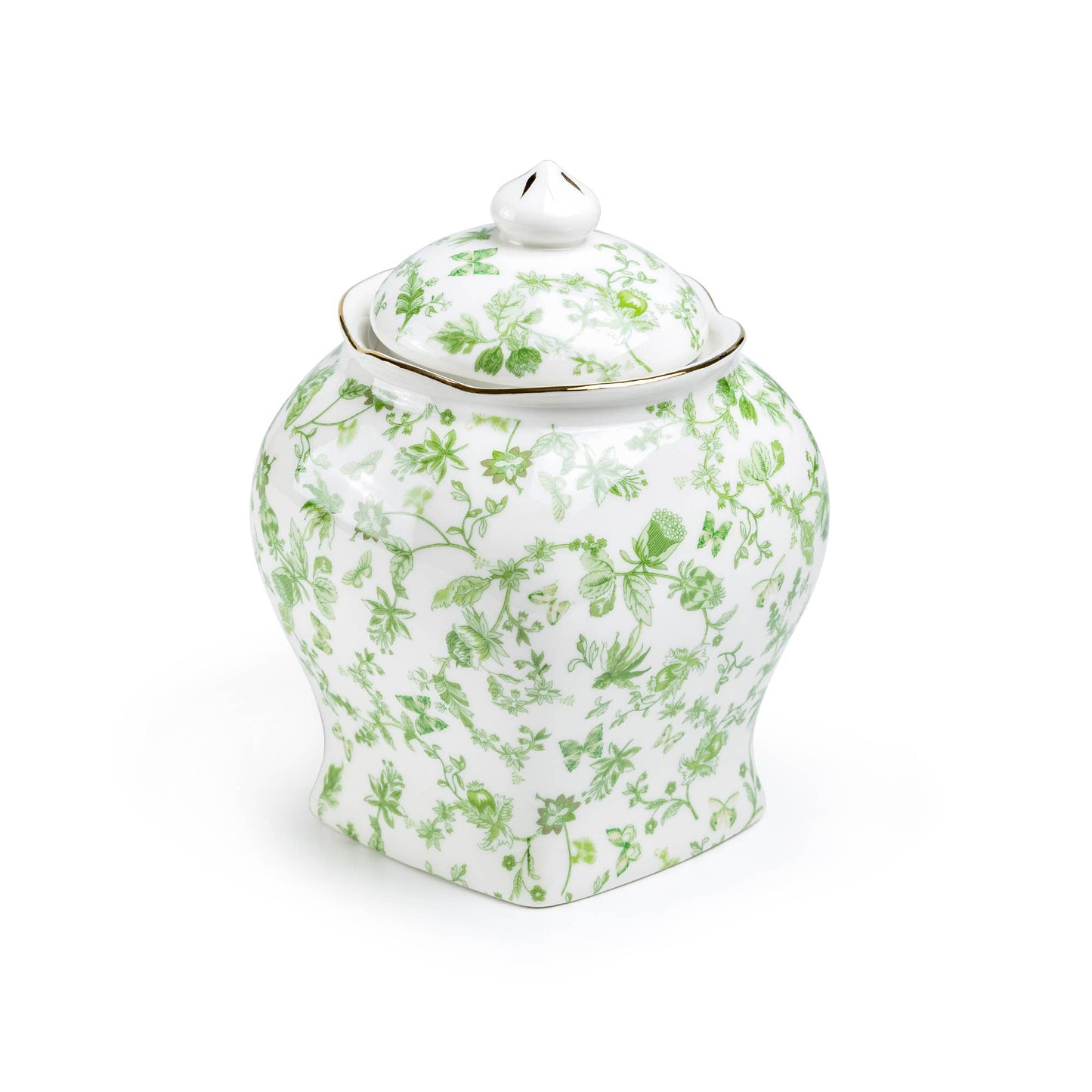 Porcelain 7.5" Large Size Green Canister