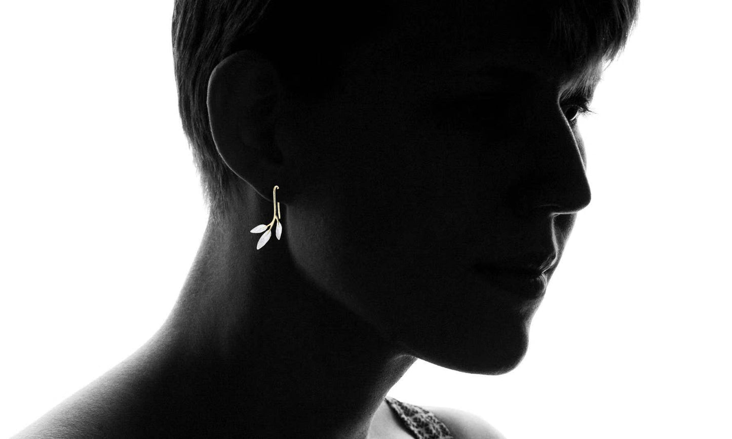Handmade Sterling Silver and 14K Gold Pull-Through Leaf Earrings