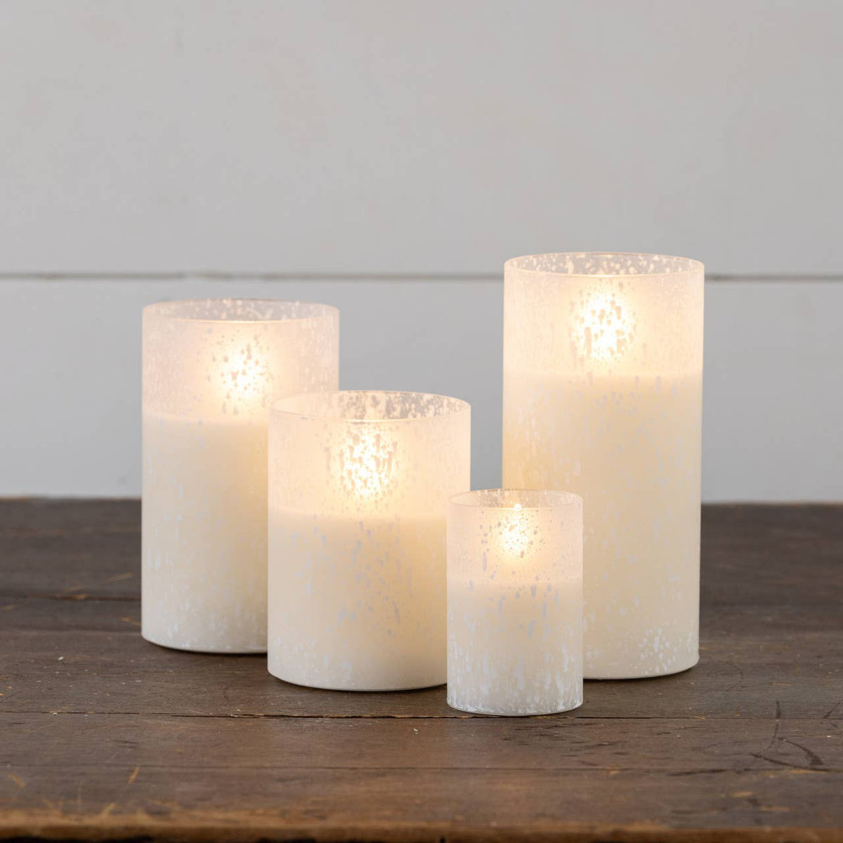 4" WHITE FROSTED GLASS 3D FLAME CANDLE