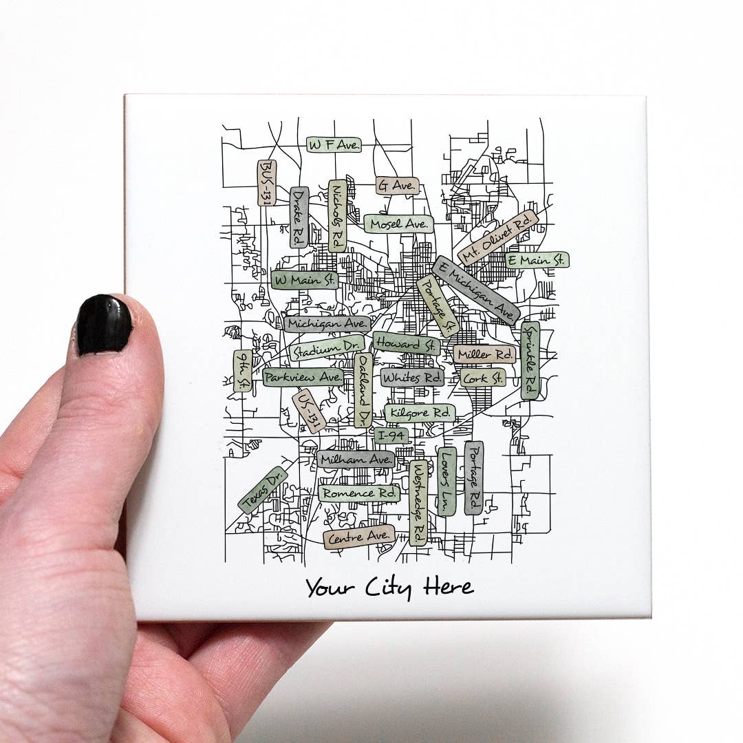Street Names Map Coasters -