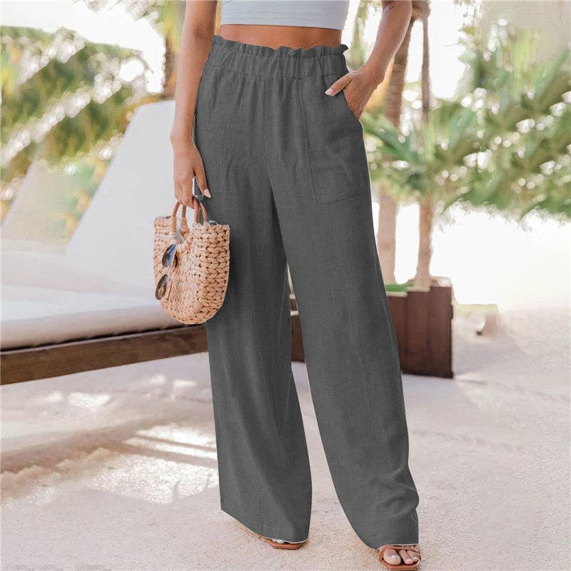 Ladies High Waist Stright Wide Leg Pants SKP9029