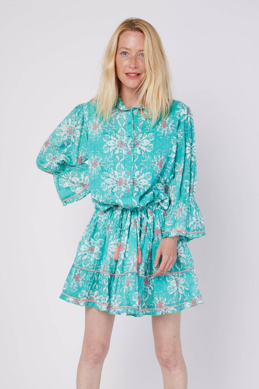 Penelope Resort Spring Summer Dress Sky Blue White French