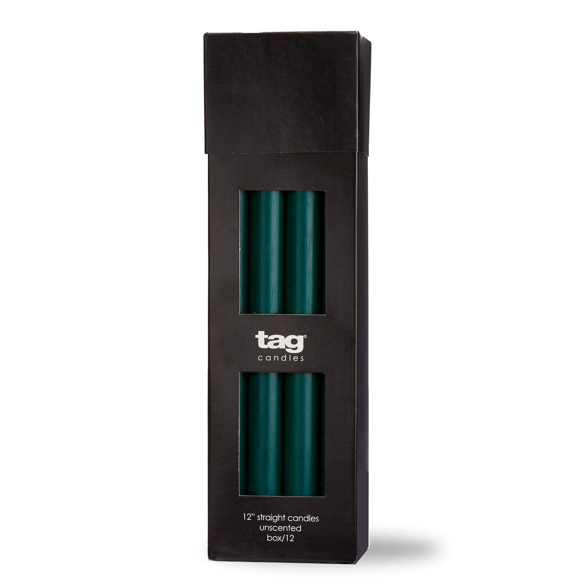Color Studio 12" Straight Candle Dark Green Paraffin