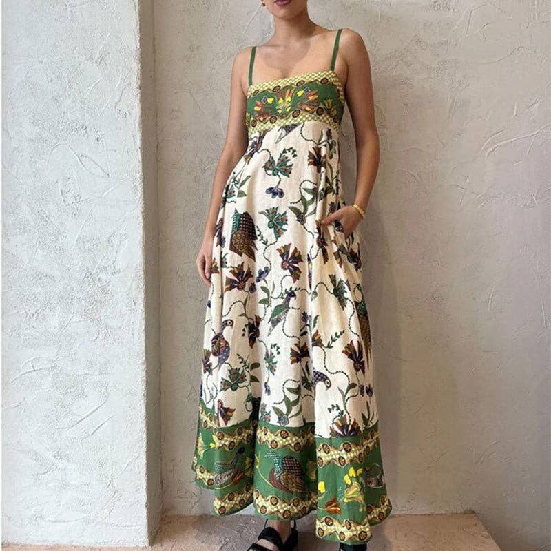 Graffiti Print Halter Maxi Dress