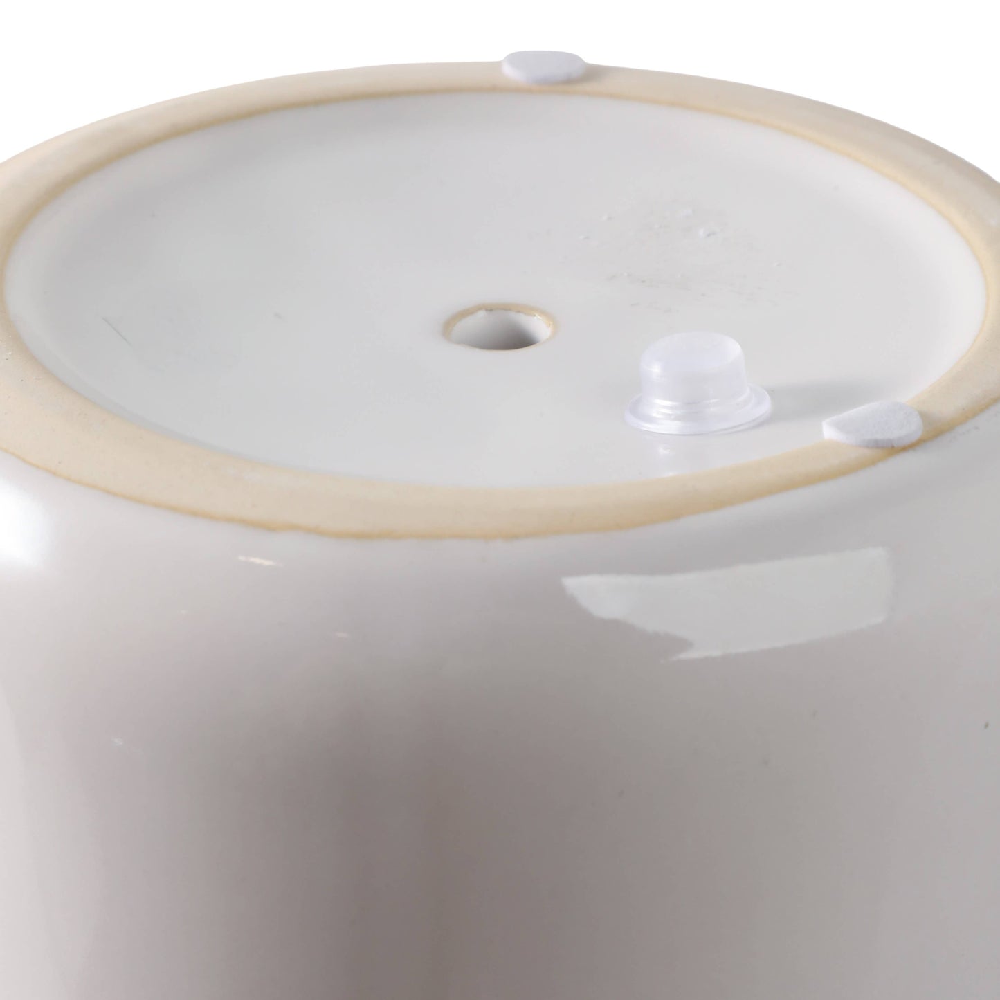 Plant Pot - Ivory Ceramic Sculpted Floral Rim Applique, 6 in