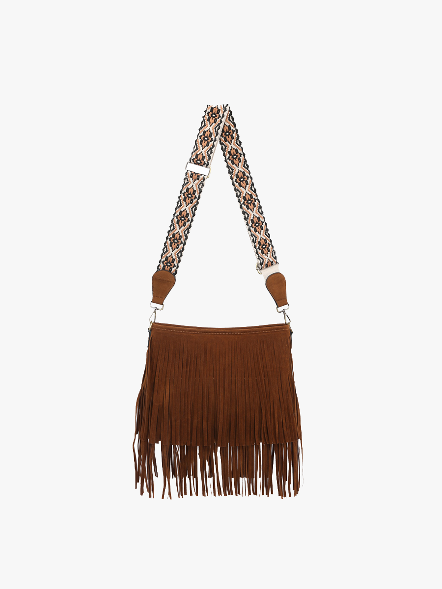 M2045 Sadie Suede Fringe Crossbody w/ Guitar Strap