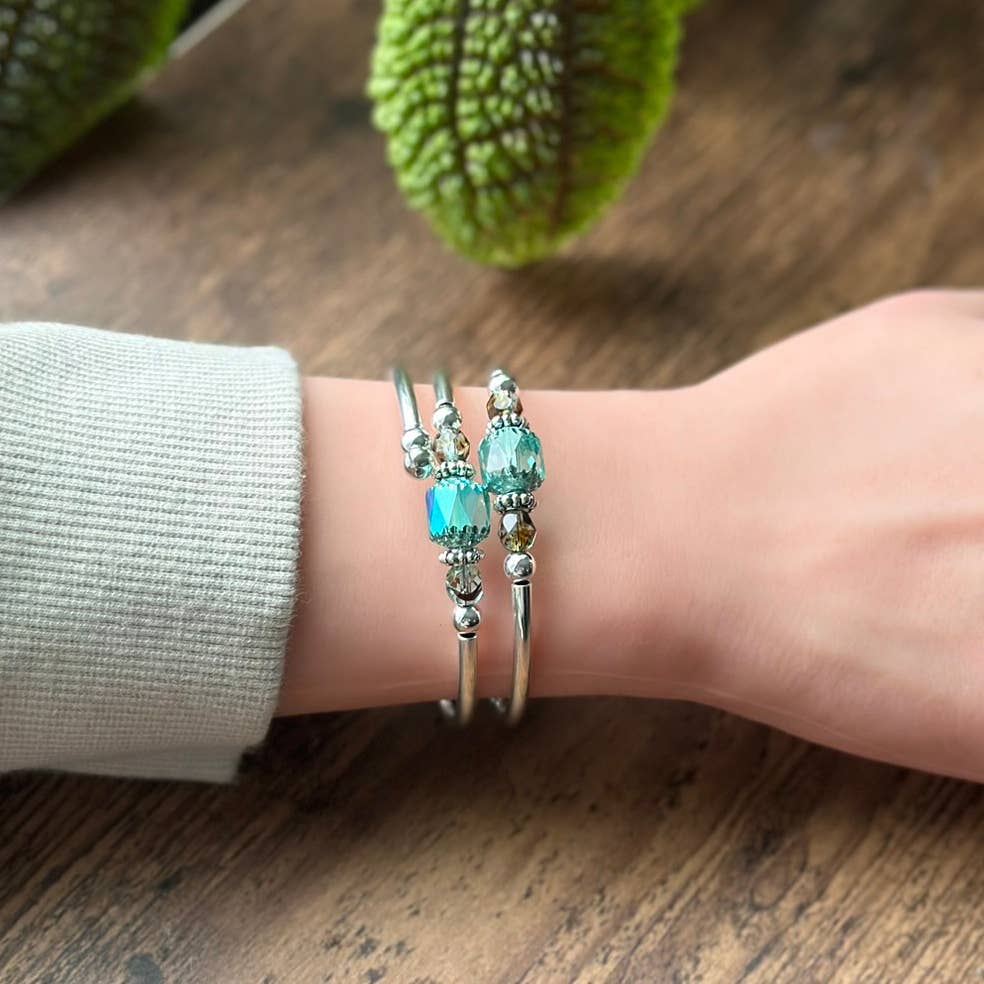 March Aquamarine Cathedral Bracelet