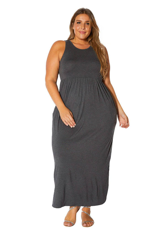Bellatrix Plus Size Women's Sleeveless Pleated Maxi Dress