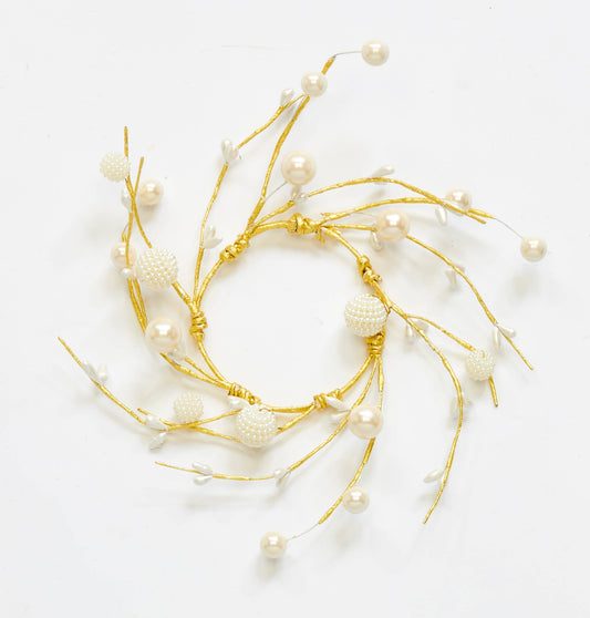 3.25" Pearl White Berry and Pip Candle Ring