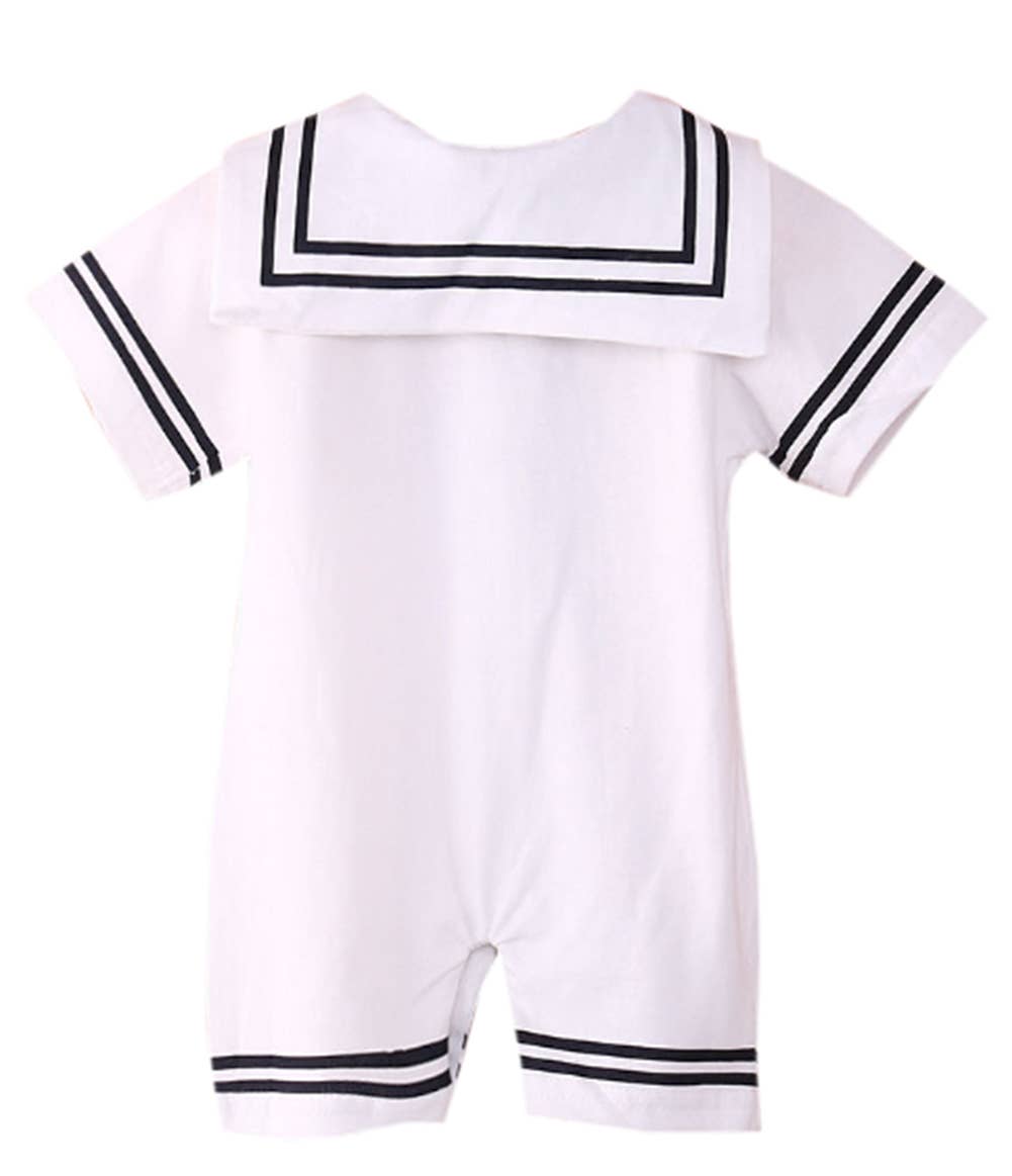 White Sailor Anchor Baby Romper