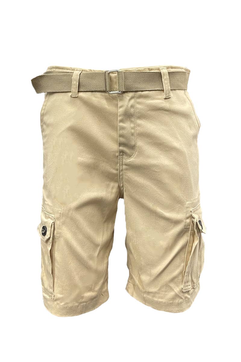 CS002 Mens Casual Cotton Belted Cargo Shorts