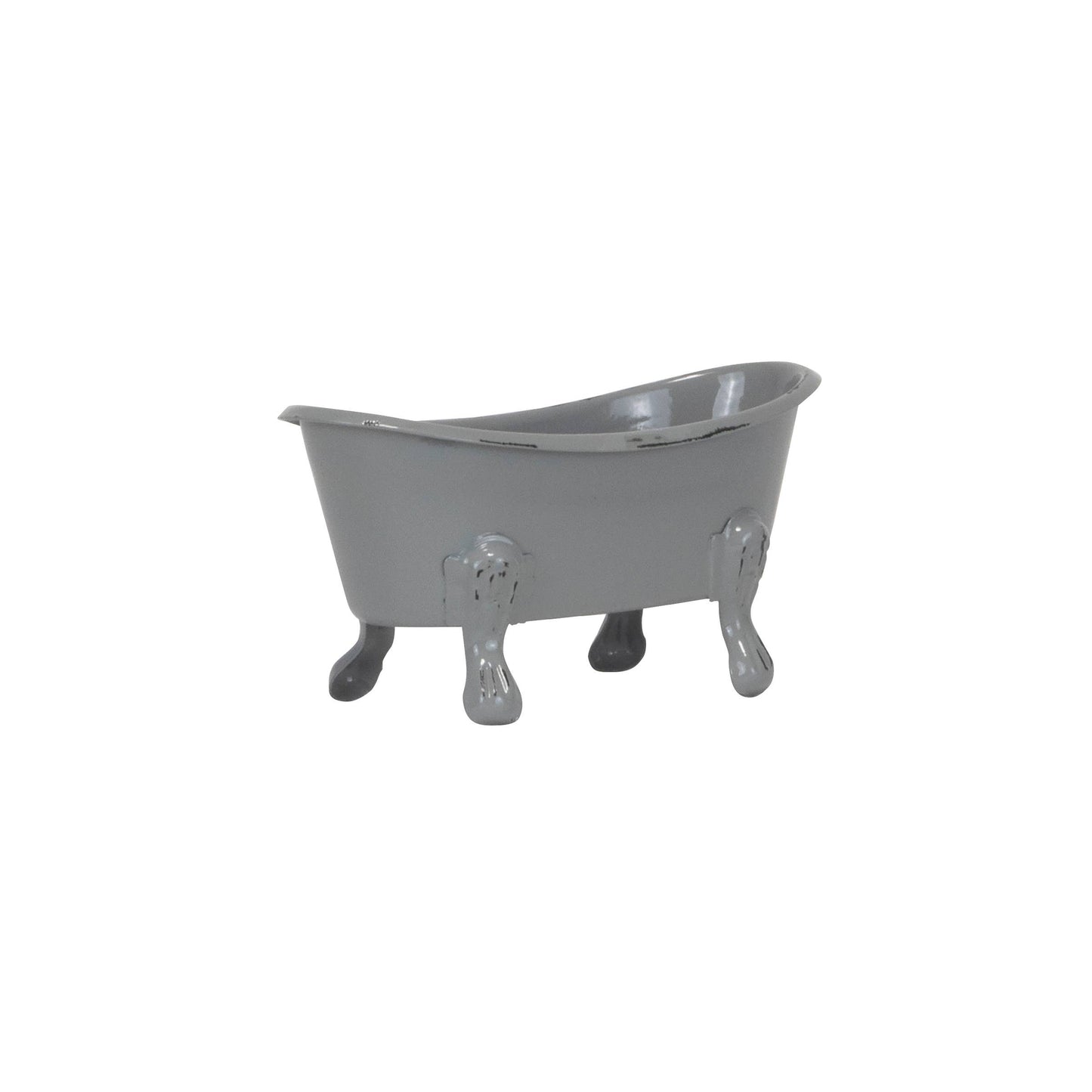 Gray Distressed Enamel Bathtub Soap Dish