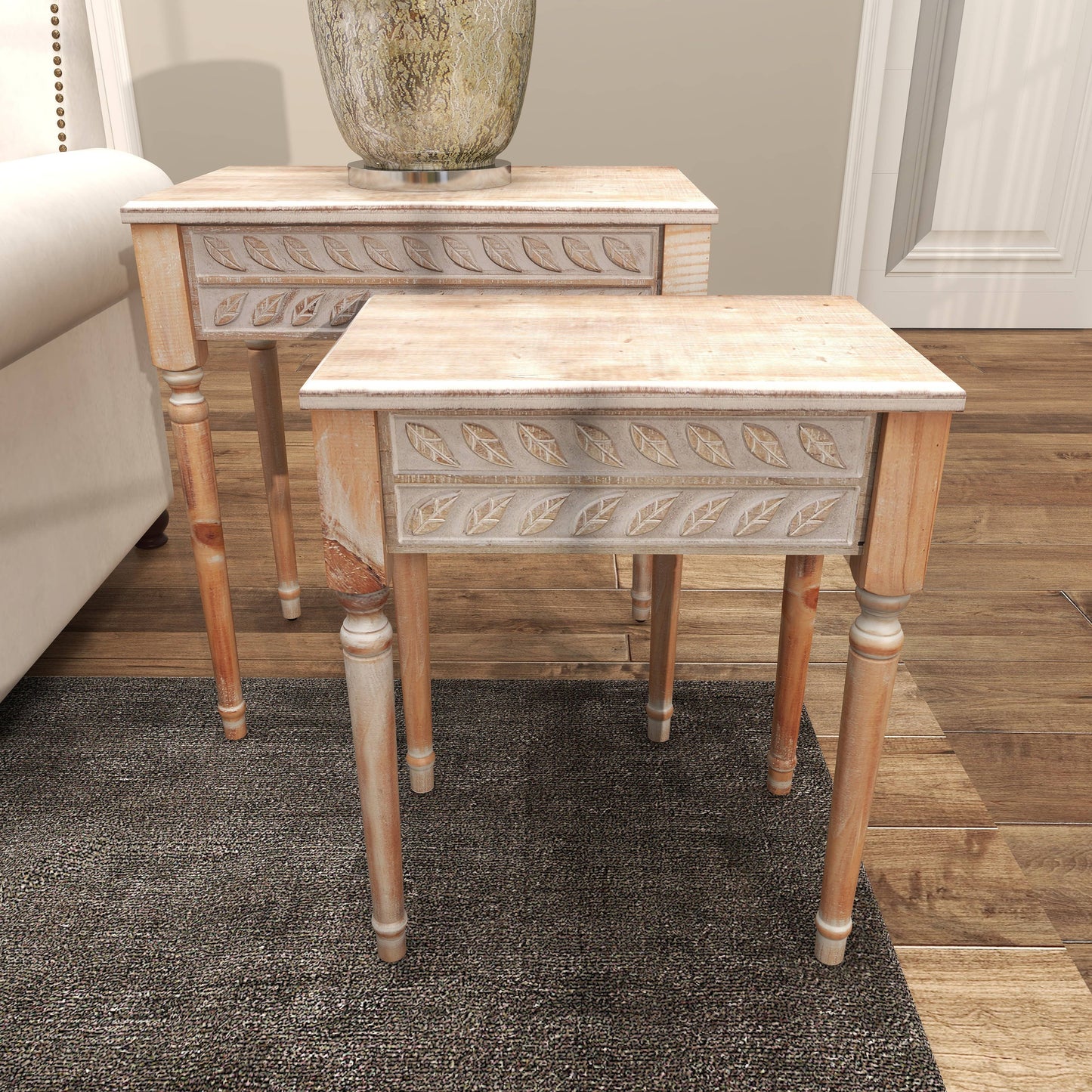Farmhouse Brown Wooden Accent Table Large