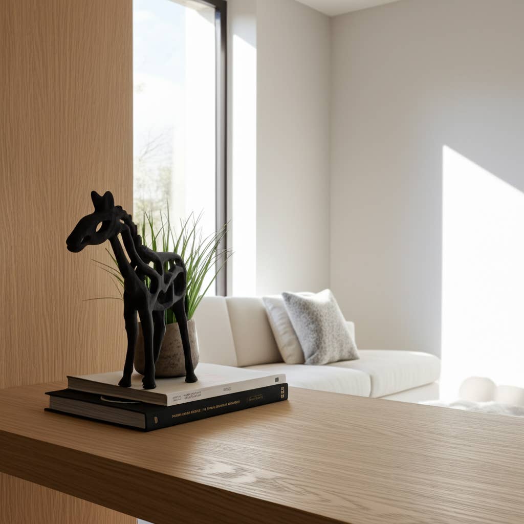 Decorative Sculpture - Black Metal Horse Illusion, 14 in.