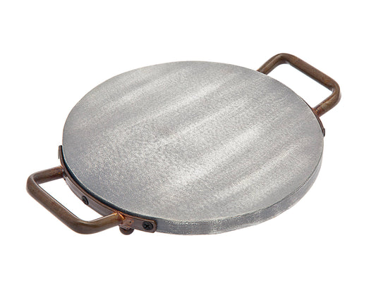 Grey Wash Wood/Metal 10" Round Tray