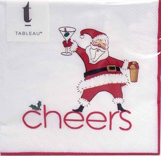 Cocktails with Santa Paper Beverage Napkin
